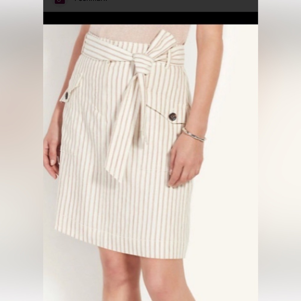 NWT Ann Taylor Beige Striped Cargo Skirt with Tie Belt
